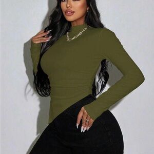 SHEIN Olive Long Sleeve Bodysuit